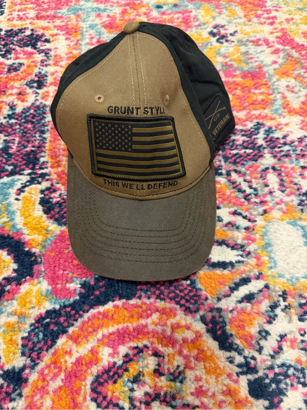 Grunt Style Two-Tone Brown & Black American Flag Baseball Cap